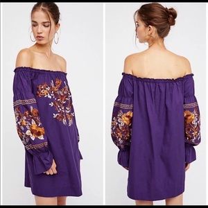 Free People Fleur De Jour Embroidered Off Shoulder Dress